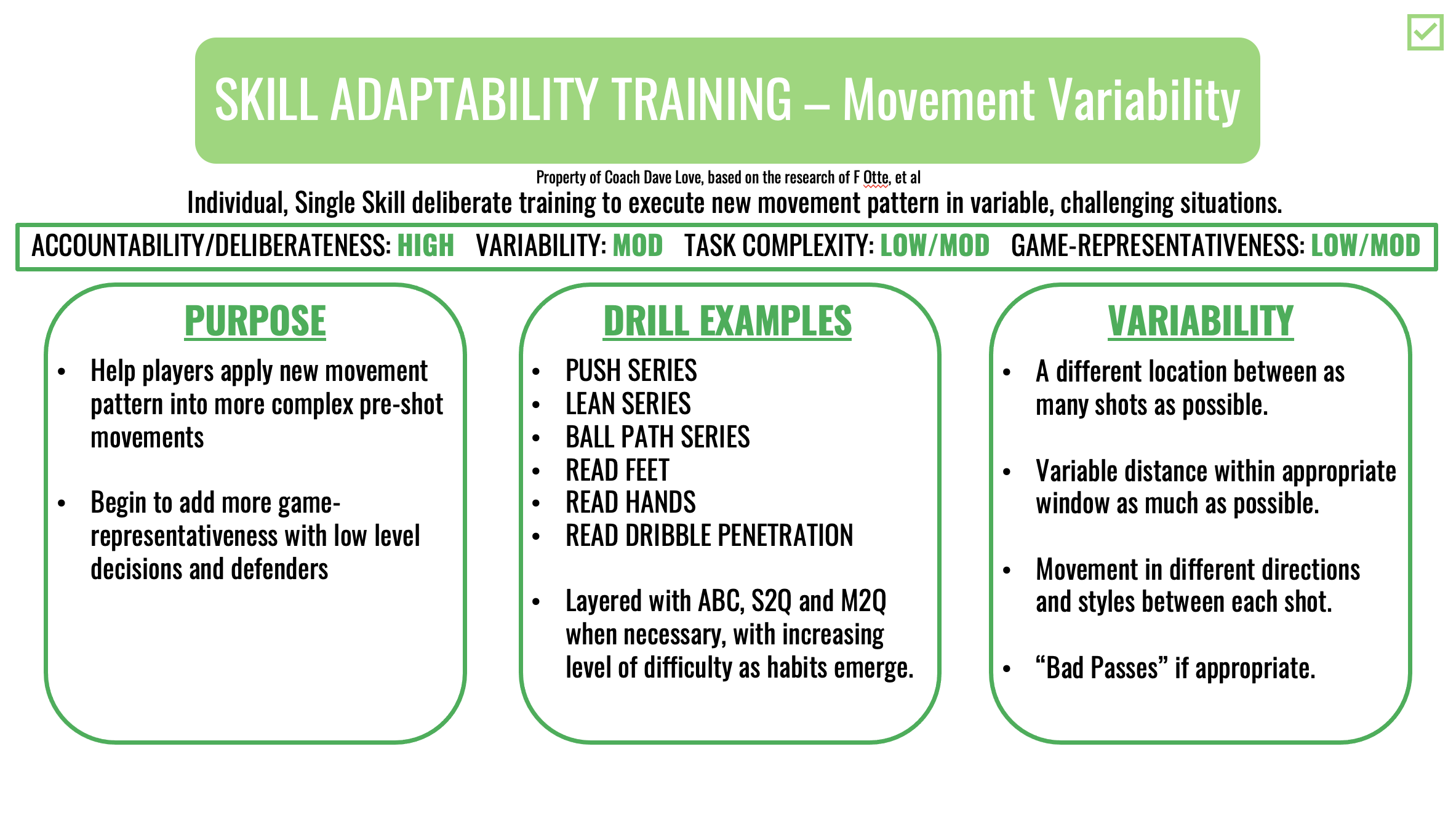 SAT–Movement Variability: disrupting clean execution with realistic constraints.