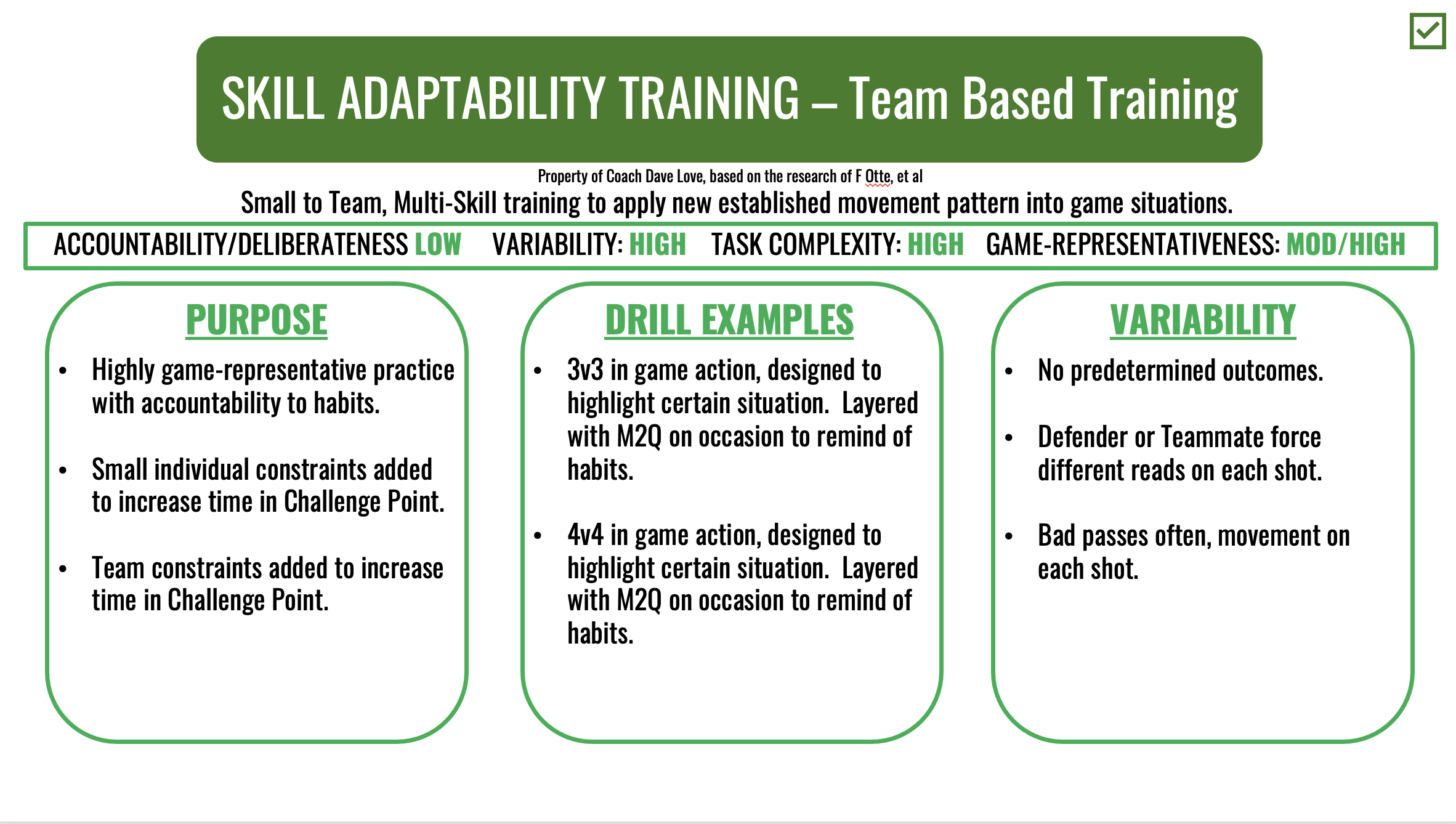 SAT–Team-Based Training: the shot as one piece of a team tactical puzzle.